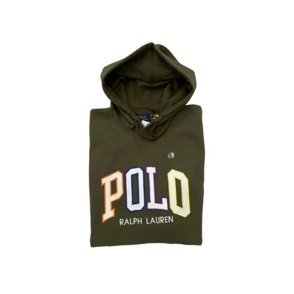 NWT Polo Ralph Lauren Men's Logo Graphic Fleece Hoodie Color Olive Size S - XL - Picture 3 of 7